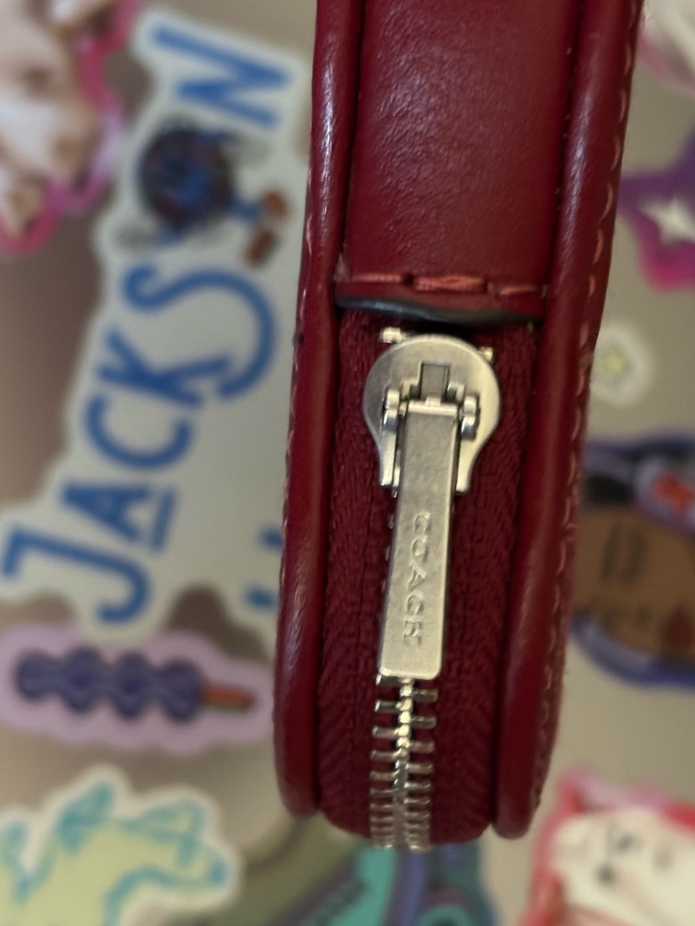 COACH Red Denim Heart Charm Coin Purse - Picture 3 of 8